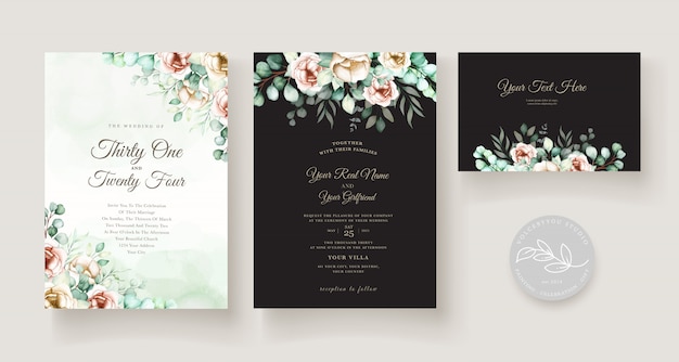Aquarell Eukalyptus Hochzeit Einladungskarte Set