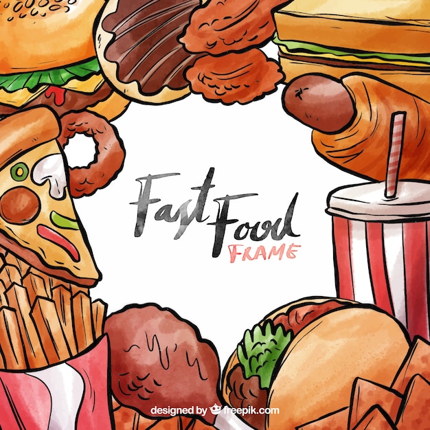 Aquarell Fast-Food-Rahmen