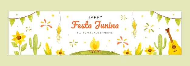 Aquarell festas juninas twitch banner