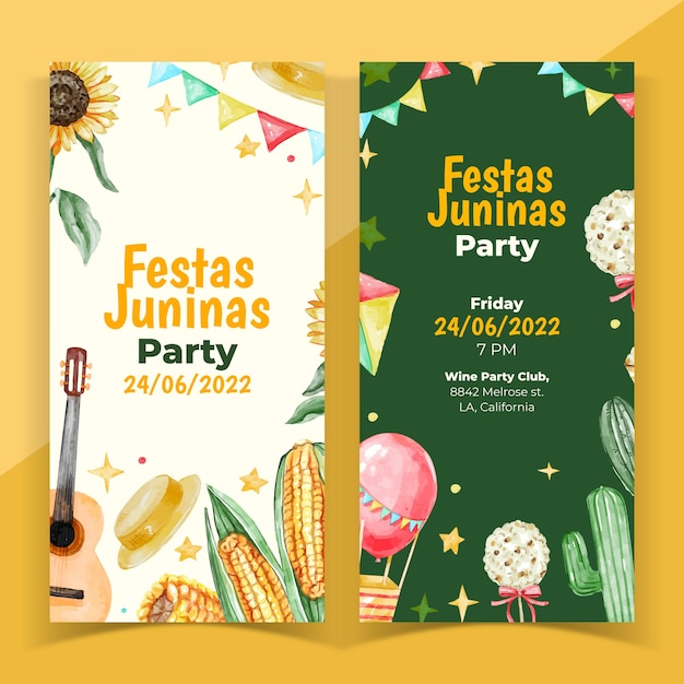 Aquarell festas juninas vertikale Banner Pack