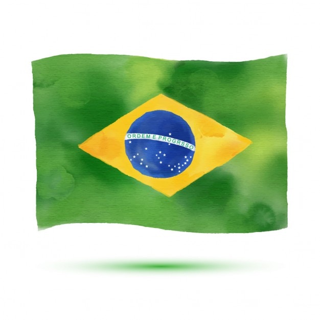 Kostenloser Vektor aquarell flagge von brasilien