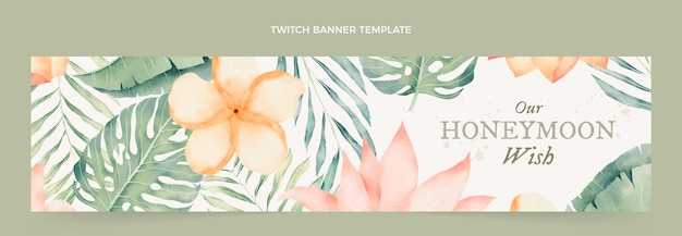 Kostenloser Vektor aquarell-flitterwochen-twitch-banner