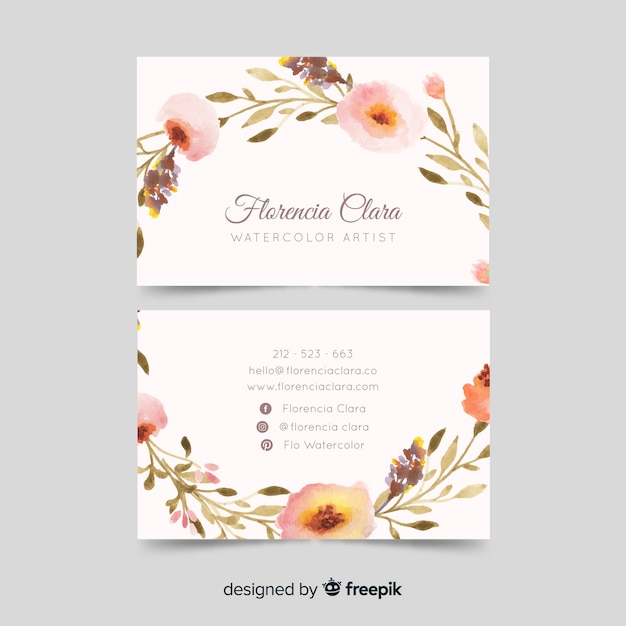 Aquarell floral Visitenkartenvorlage
