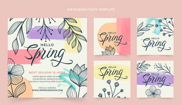 Aquarell Frühling Instagram Posts Sammlung