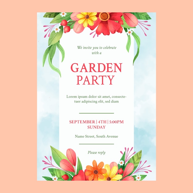 Aquarell-garten-party einladung