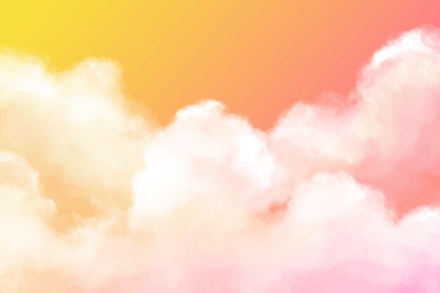 Aquarell gelbe Zuckerwatte bewölkt Hintergrund