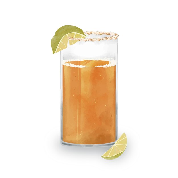 Aquarell gemalte Michelada-Illustration