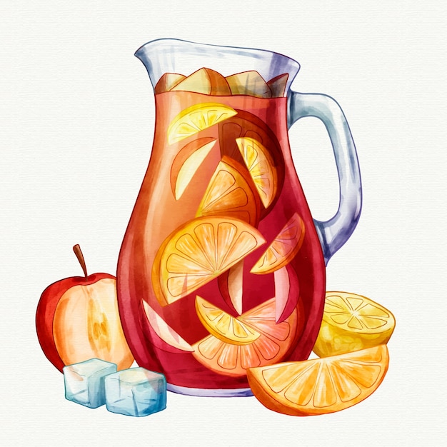 Kostenloser Vektor aquarell gemalte sangria-illustration