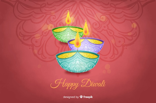 Aquarell glücklich diwali hintergrund