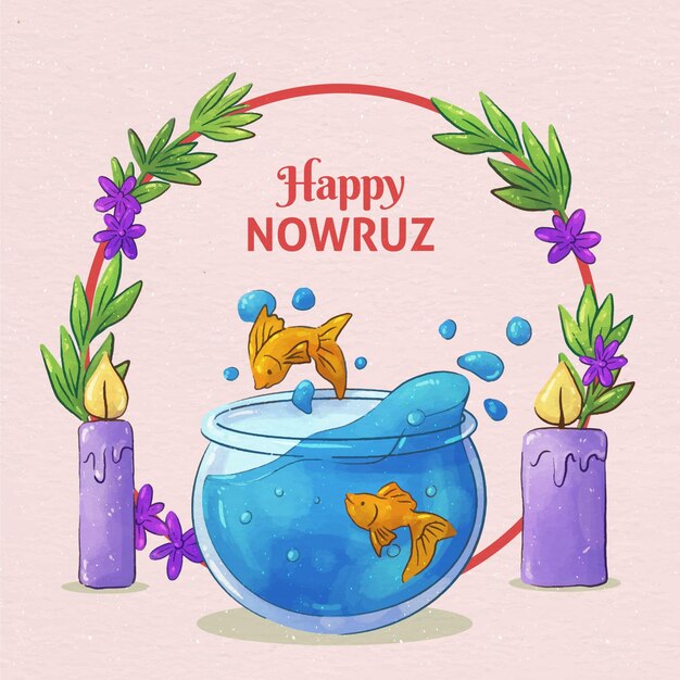 Aquarell glücklich nowruz feiern