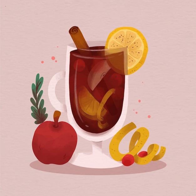 Aquarell glühwein illustration