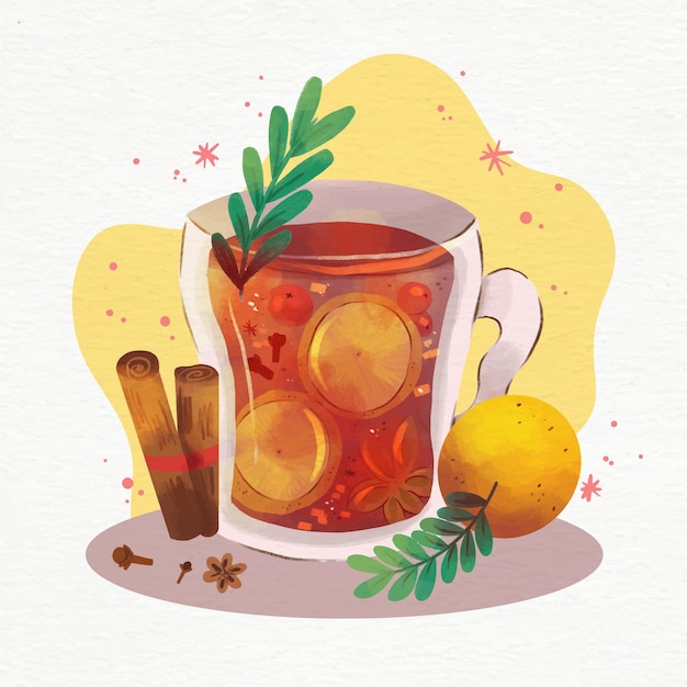 Aquarell glühwein illustration