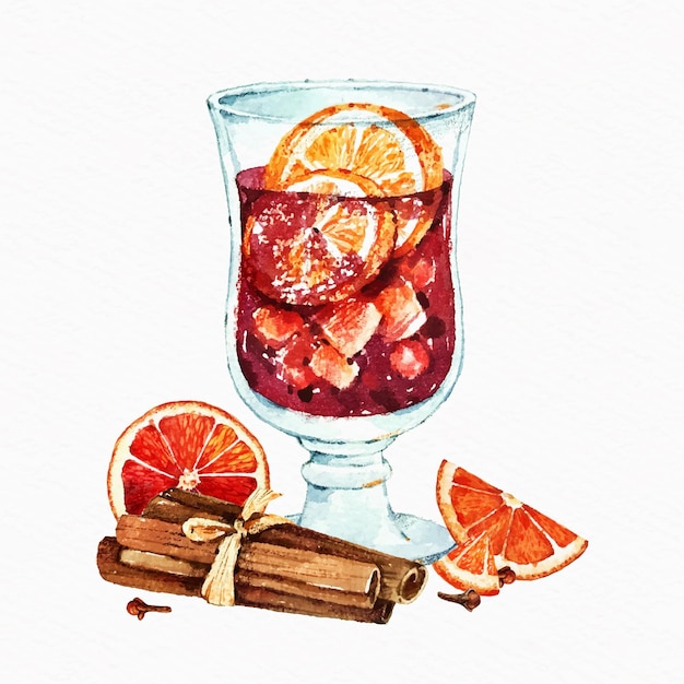 Aquarell Glühwein Illustration