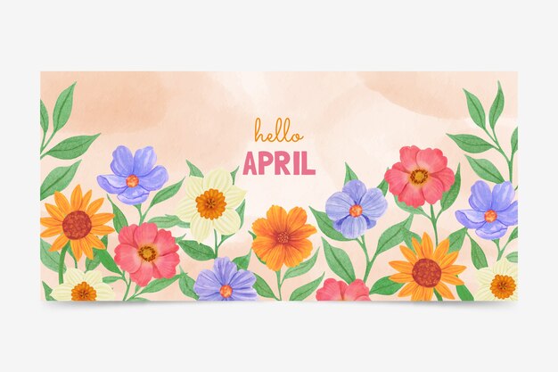 Kostenloser Vektor aquarell hallo april banner und hintergrund