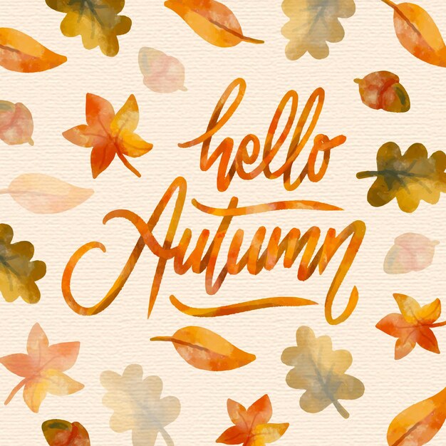 Aquarell Hallo Herbst Schriftzug letter