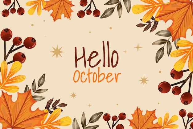 Aquarell hallo oktober hintergrund für herbstfeier
