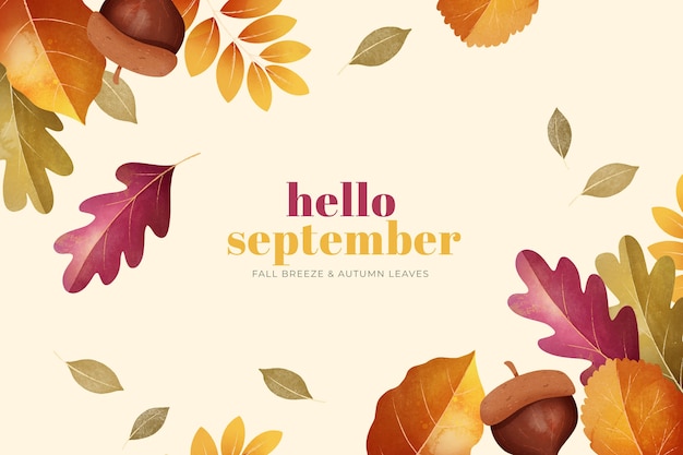 Aquarell hallo september hintergrund für die herbstfeier