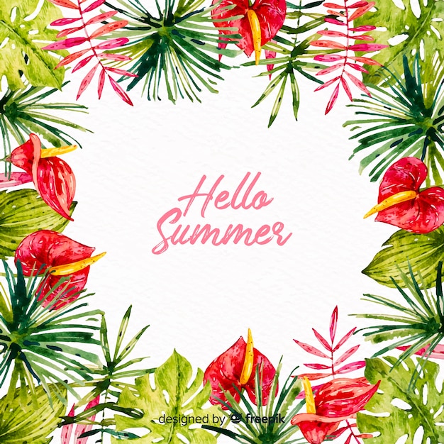 Kostenloser Vektor aquarell hallo sommer hintergrund