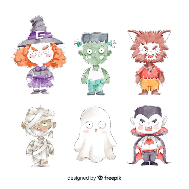 Aquarell Halloween Charakter Kostüme Sammlung