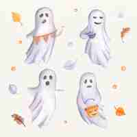 Kostenloser Vektor aquarell halloween geister illustration