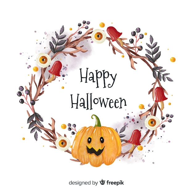 Aquarell Halloween Hintergrund mit Kürbis