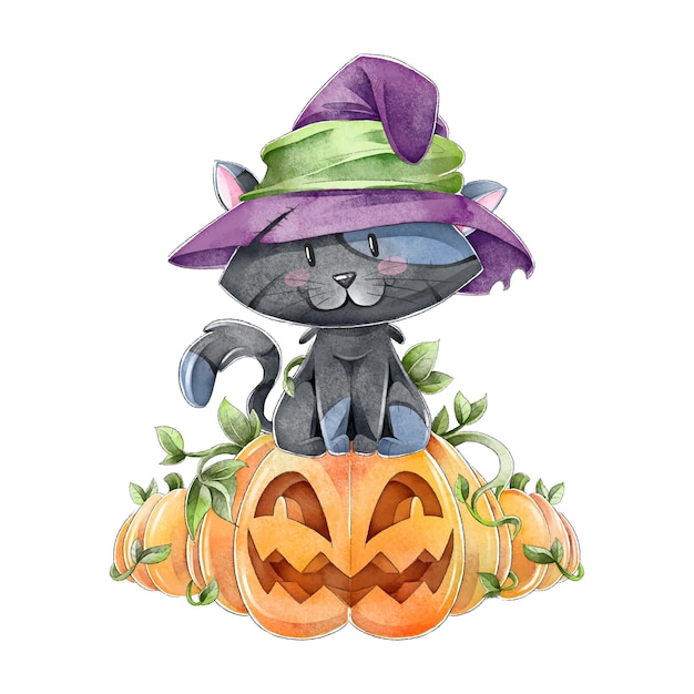 Aquarell Halloween Katze