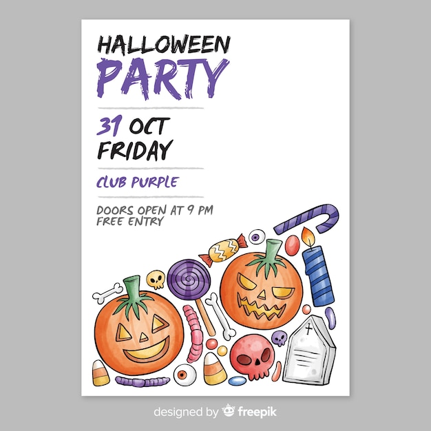 Kostenloser Vektor aquarell halloween party flyer vorlage