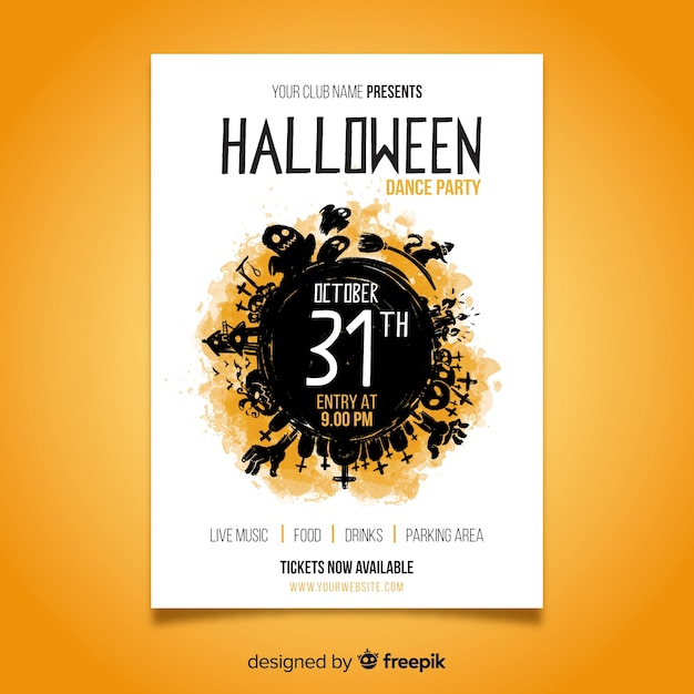 Aquarell halloween party plakat vorlage