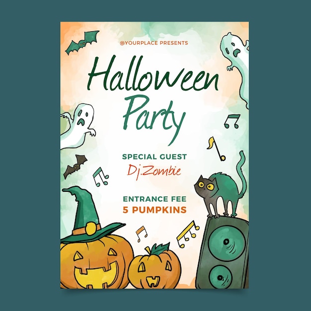 Aquarell halloween party poster