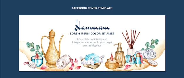 Kostenloser Vektor aquarell-hamam-facebook-cover-vorlage