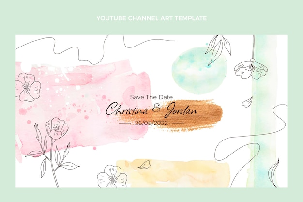 Aquarell handgezeichnete Hochzeit Youtube Kanalkunst