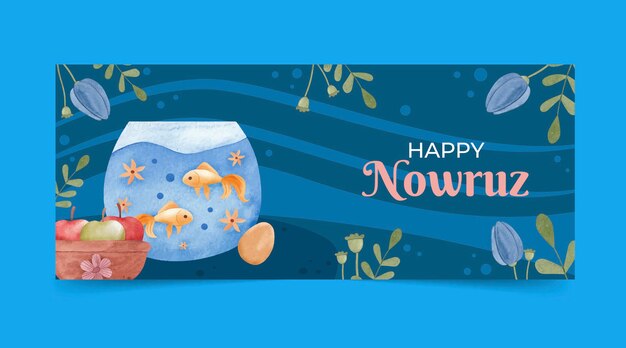 Aquarell Happy Nowruz horizontales Banner