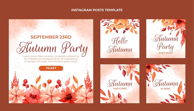 Aquarell herbst instagram posts sammlung