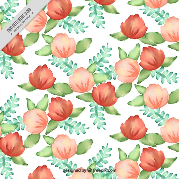 Kostenloser Vektor aquarell hintergrund der roten und rosa blüten