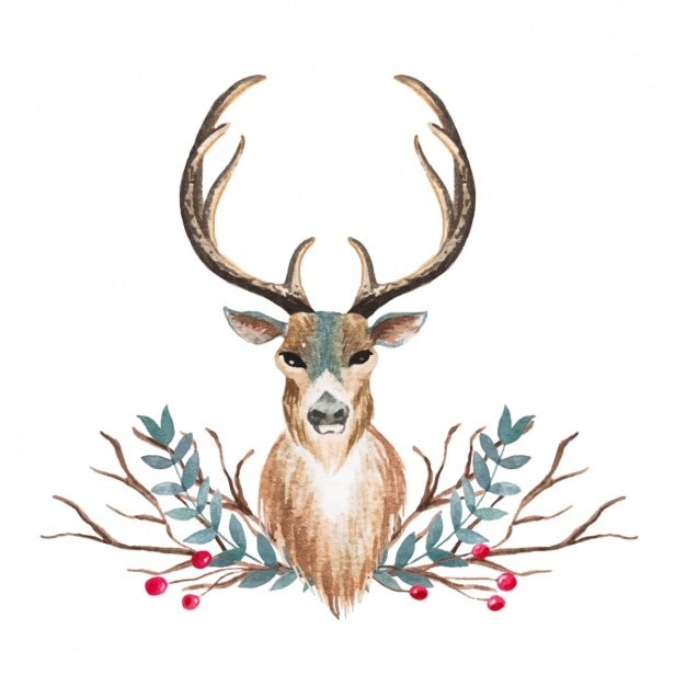 Kostenloser Vektor aquarell hirsch design