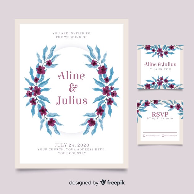 Aquarell Hochzeit Briefpapier Vorlage