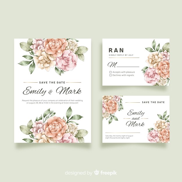 Aquarell Hochzeit Briefpapier Vorlagensammlung