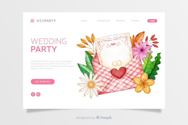 Aquarell hochzeit landing page