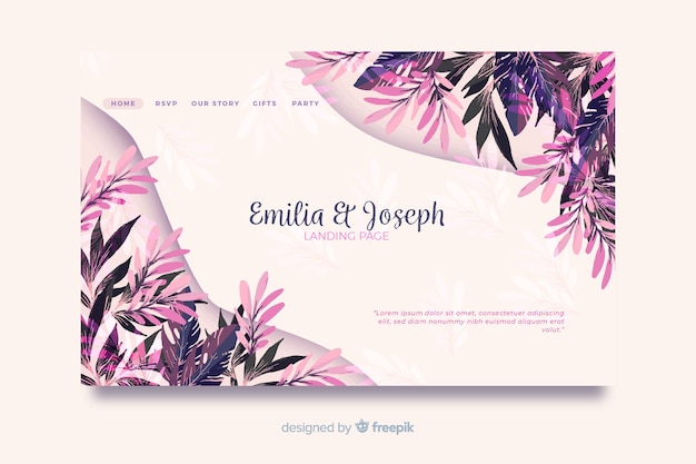 Aquarell hochzeit landing page