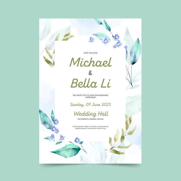 Aquarell-Hochzeitseinladung