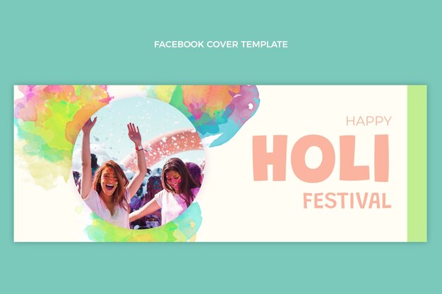 Aquarell-Holi-Social-Media-Cover-Vorlage