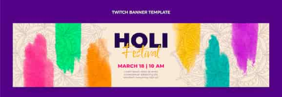 Kostenloser Vektor aquarell holi twitch banner