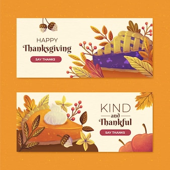 Aquarell horizontale thanksgiving-banner-set