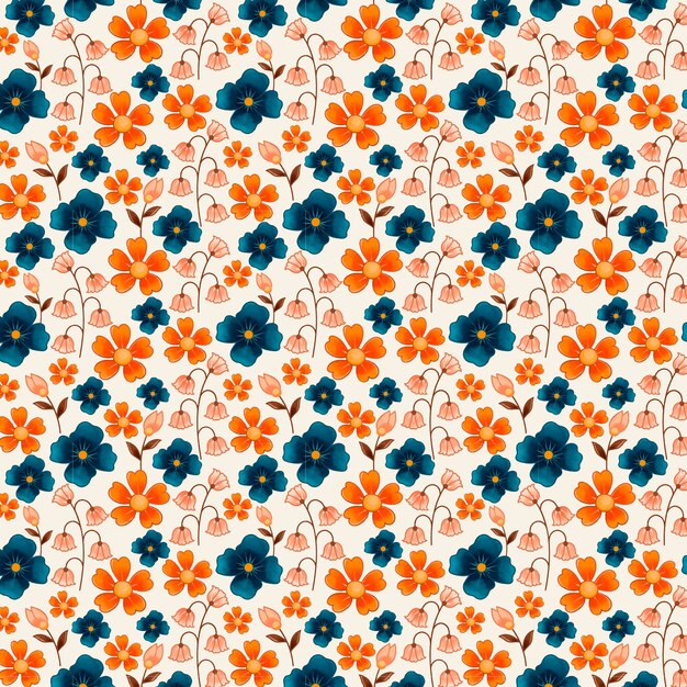 Kostenloser Vektor aquarell kleine blumen musterdesign