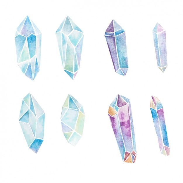 Kostenlose Vektor aquarell kristalle sammlung