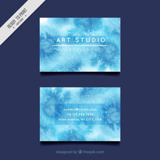 Aquarell kunststudio blaue karte