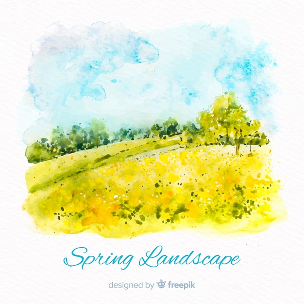 Aquarell Landschaft Frühling Hintergrund