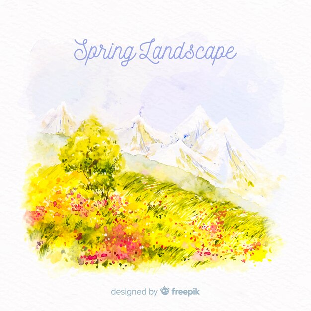 Aquarell Landschaft Frühling Hintergrund