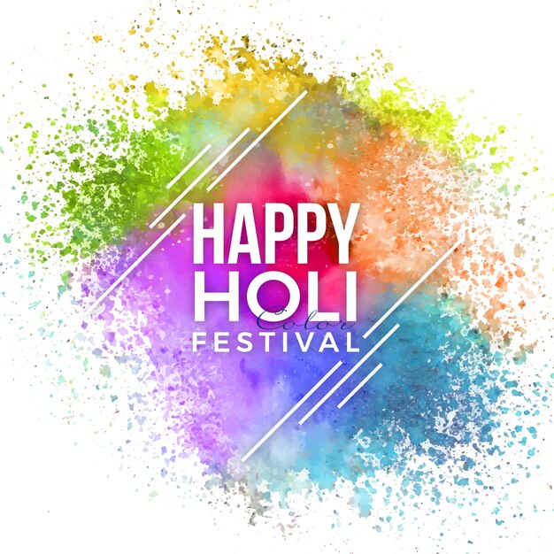 Aquarell lebendige Farben Holi Festival mit weißen Linien
