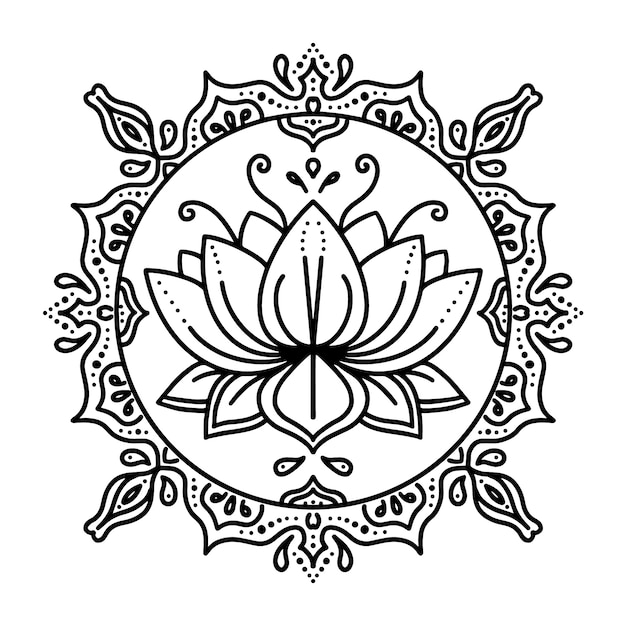 Aquarell Mandala Lotusblumenzeichnung